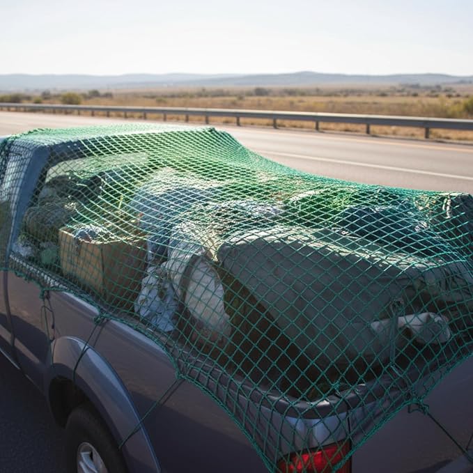 SATINIOR 9 x 15 ft Heavy Duty Cargo Net Truck Bed Network Cover with 18pcs Ropes Bungee Cargo Net Car Sealing Network Rope for Trailer Pickup Truck