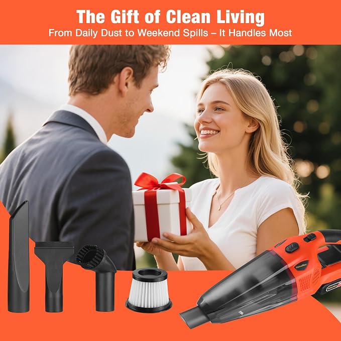 ValueMax Cordless Handheld Vacuum, Portable Vacuum Cleaner Dry/Wet Suction with 20V Rechargeable Battery and Multi-Nozzles for Car, Home and Pet Hair Cleaning(Battery Included)