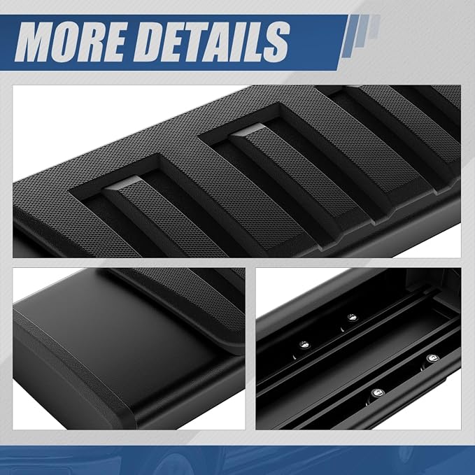 Auto Dynasty Running Boards Compatible with 2007-2019 Chevrolet Silverado GMC Sierra 1500 2500HD 3500HD Extended Cab, Stainless Steel Side Step Rail Nerf Bars, 6.3" Step Bars, Black Powder Coated