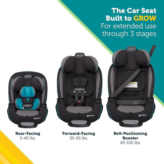 Safety 1st Grow and Go All-in-One Convertible Car Seat, Rear Facing, 5-40 lbs, Forward Facing (30–65 lbs), High Back Booster Seat 40-100 pounds, Vineyard Girl