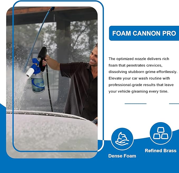 POWER TOWN Foam Cannon Pro, Wide Mouth Soap Cannon for Power Washer, Car Wash High Pressure Snow Foam Cannon Lance for Detailing, 1/4" Quick Connector