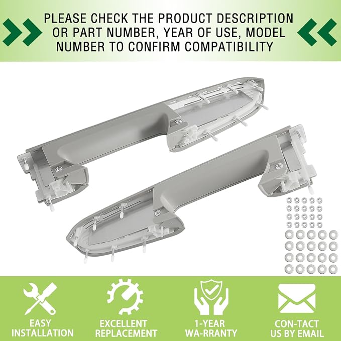 Door Armrest Repair Kit Left Driver & Right Passenger Side Door Panel Handle Gray Compatible with 2010-2014 Chevy Silverado GMC Sierra 1500 2500HD 3500HD Replaces 22818466 22818471