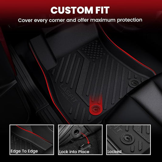 LASFIT Floor Mats & Cargo Mat for Nissan Sentra 2014-2019, Custom Fit TPE All Weather Easy Clean Durable No-Curling Floor Liners for Sentra 2019 2018 2017 2016-2014 Car Mats & Trunk Mat, Black