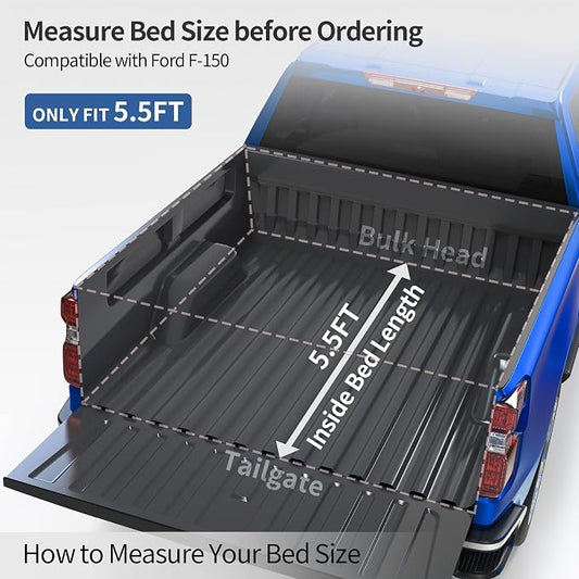 oEdRo Soft Tri-fold Truck Bed Tonneau Cover Compatible for 2015-2026 Ford F-150 F150 with 5.5ft Short Bed