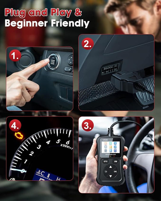 OBD2 Scanner Car Code Reader Support Voltage Test Plug and Play Fixd Car CAN Diagnostic Scan Tool Read and Clear Engine Error Codes for All OBDII Protocol Vehicles Since 1996(Black)