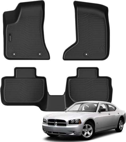 Auxko All Weather Floor Mats for 2011-2023 Dodge Charger AWD & Chrysler 300 AWD TPE Rubber Liners Accessory for 2011-2023 Dodge Charger AWD & Chrysler 300 AWD Odorless Anti-Slip Mats Black