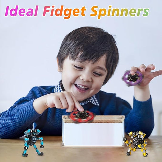 Gokeey Transformable Fidget Spinners Toys 4 Pcs for Kids and Adults Stress Relief Sensory Toys for Boys and Girls Age 8-13 Fingertip Gyros Party Favors Birthday Gifts for Teens Road Trip Travel Toy