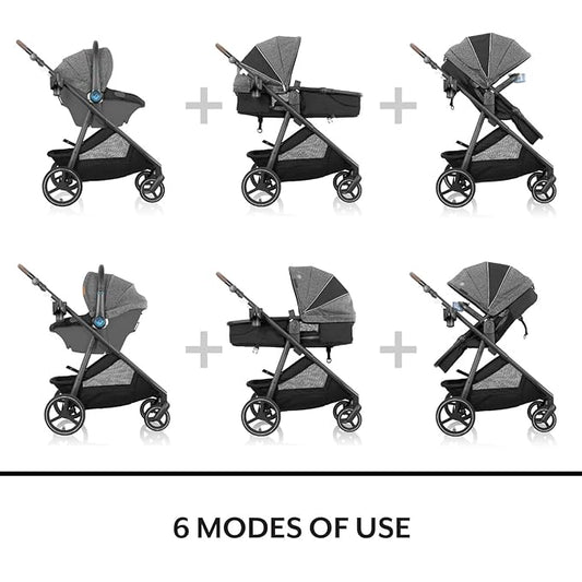 Evenflo Shyft Intuiti Travel System Featuring LiteMax NXT Preemie and Infant Car Seat with SensorySoothe (Eclipse Black)