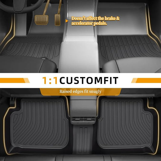 Floor Mats for Toyota Corolla 2003 2004 2005 2006-2008(NOT for with Rear Seat Vents), 2007 Corolla Floor Mats, Custom Fit TPE Corolla Mats Accessories, 1st & 2nd Rows All Weather Protection