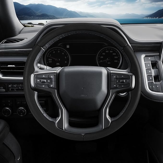 Steering Wheel Cover for Chevy Silverado 1500 2019-Present/ 2500 3500 2020-Present/Blazer 2019-Present (Gasoline Models)/ Suburban Tahoe 2021-2024, Car Steering Wheel Cover Accessories for Chevrolet