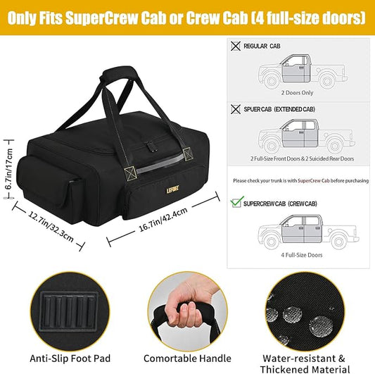 Under Seat Storage Bag Compatible with SuperCrew Cab,Truck Underseat Organizers and Storage with Removable Divider and Anti-slip Bottom 6 Pockets Underseat Tool Box Fits for Crew Cab(Full Size Trucks)