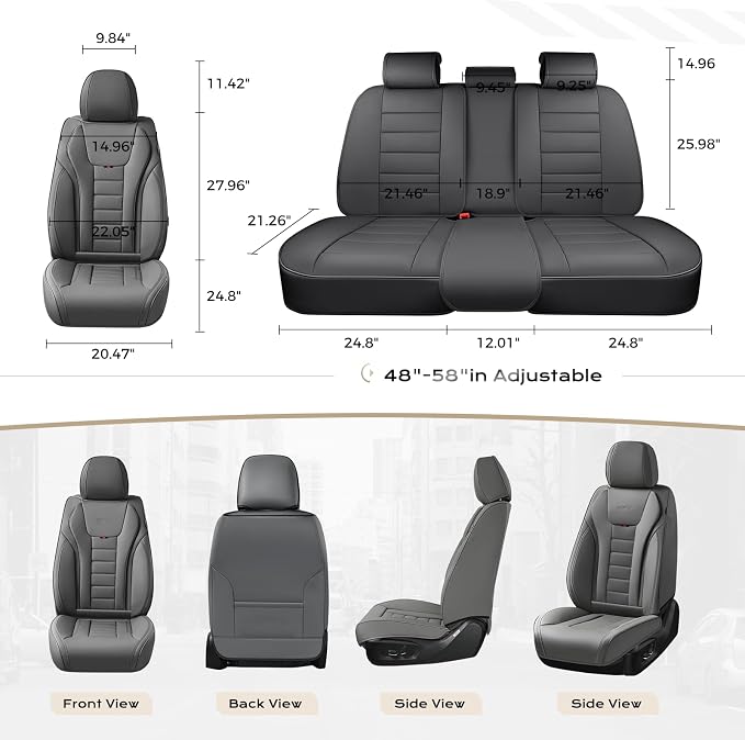 Coverado Car Seat Covers, Front Covers for Cars, Car Seat Cover Front Seats, Automotive Seat Cover, Waterproof, Leather Car Seat Cushion, Universal Interior Covers Seat Protectors for Most Cars