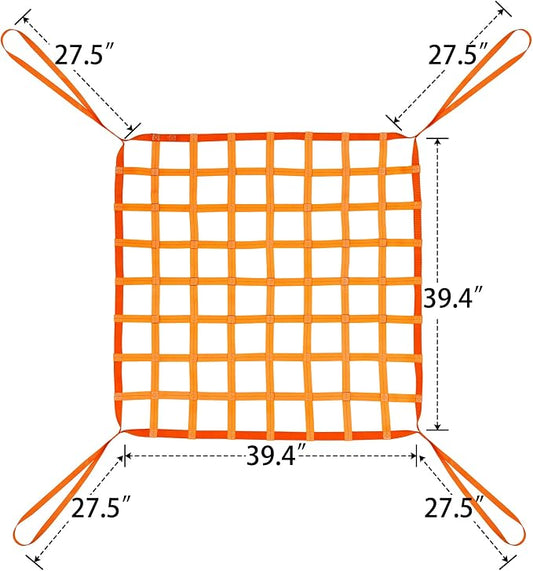 3.28' x 3.28' Cargo Lifting Nets - Flat Polyester Sling Hoisting Net - Max. Load Capacity: 661lbs.