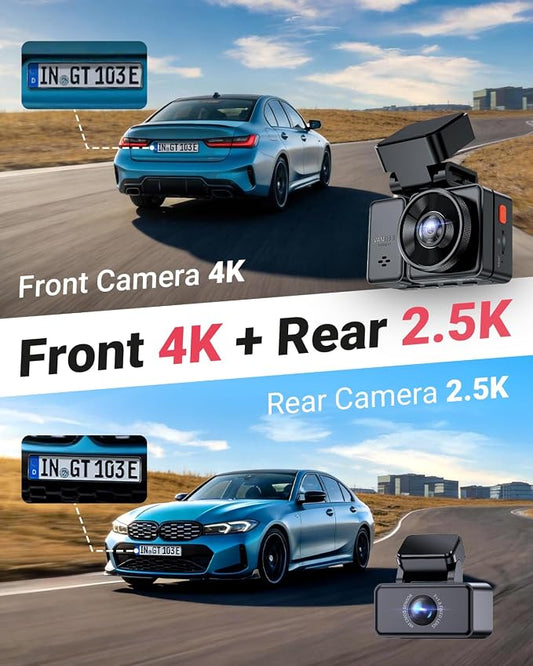 Vantrue E2 Pro Dash Cam Front and Rear, 2.5K Upgrade Rear Cam, 4K+2.5K Dash Camera for Cars, Voice Control, WiFi, GPS, Night Vision, 24H Parking Mode, Loop Recording, 2.45" IPS, Support 1TB
