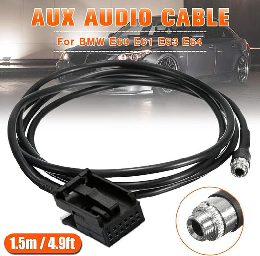 3.5mm AUX Cable Compatible with BMW E85 Z4 E39 E53 X3 X5 Mini Cooper, in-Car Female Audio Adapter Extension Cord, Plug and Play Car Stereo Input
