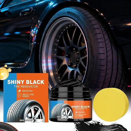 Black Tire Restoration Cream, Tire Cleaning Coating System, 50G Long Lasting Rubber Shine Protection Formula with Deep Finish Design, Compact Wheel Care Kit, Vehicle Detailing Product for Truck RV Use
