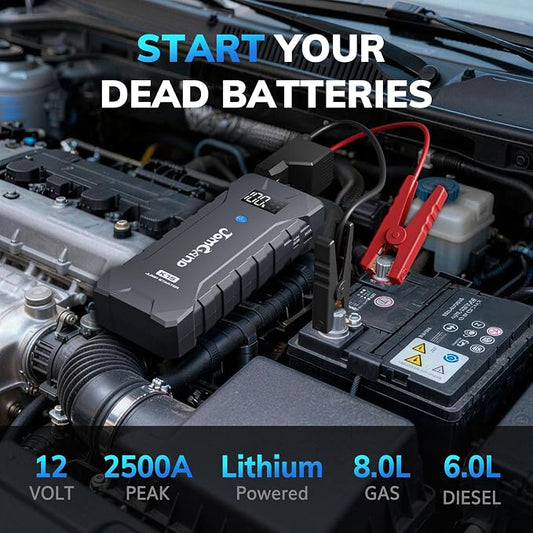 K15 Extremely Safe Jump Starter, 2500A Car Battery Jump Starter for Up to 8.0L Gas or 6.0L Diesel Engines, 12V Portable Jump Box with Smart Jumper Cable, USB-C Charge and 3 Mode Flashlight