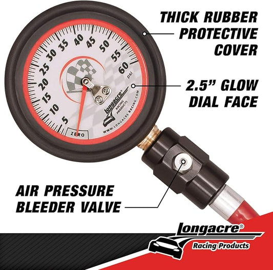 Longacre 52-52003 Tire Pressure Gauge, 2-1/2 Inch, 0-60 PSI