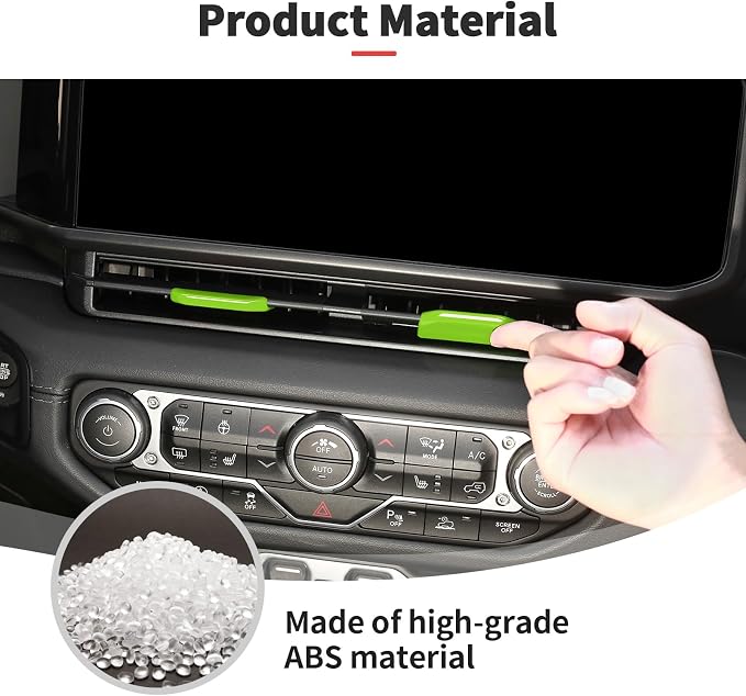 JWWY for Jeep JL Vent Air Outlet Adjustment Cover Trim Compatible with 2024-2025 Jeep Wrangler JL JLU Gladiator JT 4xe Interior Accessories 2pcs Green