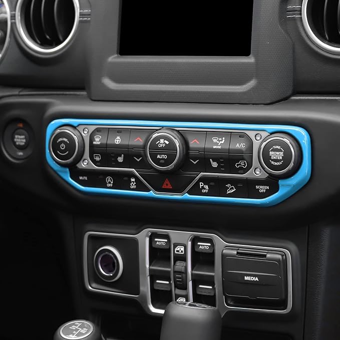 RT-TCZ Air Conditioning Dashboard Center Console Control Trim Panel Cover Interior Accessories Decoration Trim Kit for Jeep Wrangler JL JLU & Gladiator JT 2018-2022,Light Blue