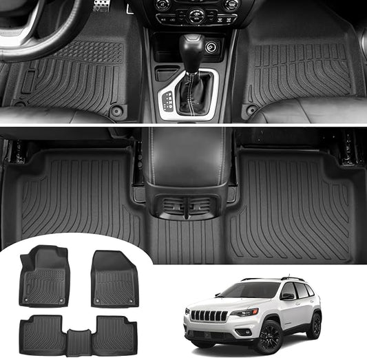 Cartist Floor Mats for Jeep Cherokee 2016-2023 (Not for Grand Cherokee), All Weather Floor Mat for Cherokee Accessories, Heavy Duty Car Mats, Car Accessories