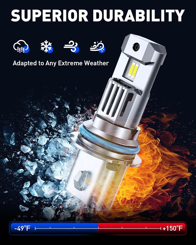 AUTOONE 9007/HB5 LED Bulb Hi Lo 50000LM for Automotive Halogen 9007 Light, 1:1 Size 99% Compatibility, Plug-N-Play, 70,000+H Longer Lifespan