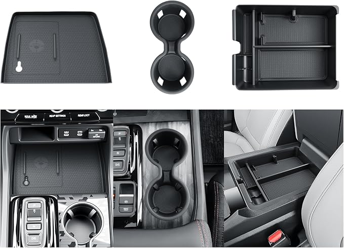 BIBIBO 3Pack for 2026 Honda Passport Center Console Organizer 2026 Honda Passport Console Armrest Tray+Cup Holder +Wireless Charging Mat 2026 Passport Insert Organizer 2026 Honda Passport Accessories