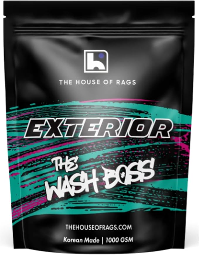 THOR Wash Boss V2: Microfiber Pad 10x10in 1000 GSM Korean-Made – Lint-Free, Heavy Duty Car Wash Sponge for Scratch-Free Detailing, Grime & Dirt Lifting – Soft & Safe on Paint, Glass & Chrome