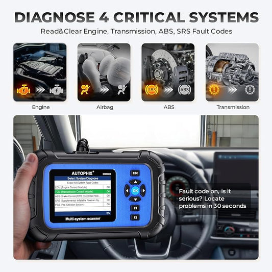 AUTOPHIX DM5900 OBD2 Scanner, ABS SRS Transmission & Engine Code Reader, Check Engine Light Scanner with Battery Test, Live Data, Smog Check, Free Lifetime Updates for All OBDII Cars