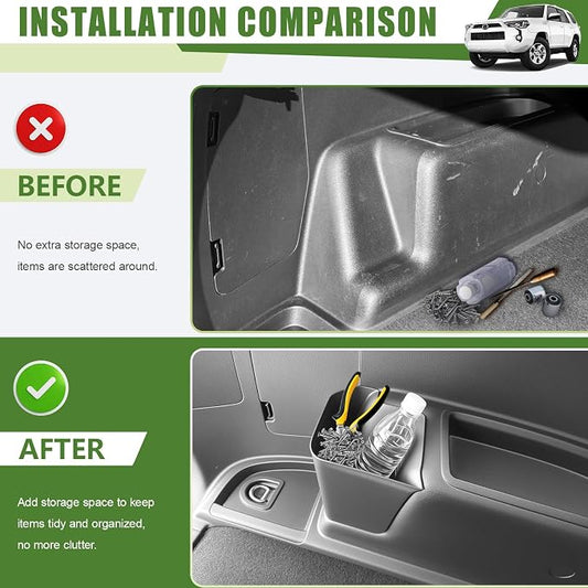 Trunk Organizer for 2010-2024 Toyota 4Runner 5-Seat 2nd Row(NOT Fit 7-Seat 3rd Row), Rear Trunk Storage Box Bin Cargo Tray for 10-24 4 Runner Interior Accessories(Left Side)