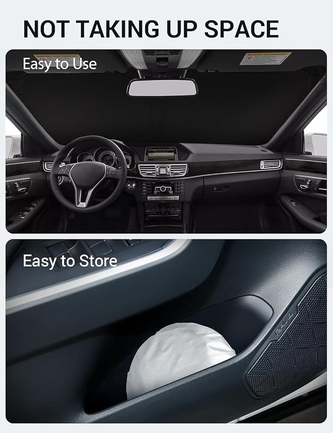 Proadsy 2026 Upgrade Windshield Sun Shade Custom Fit 2010-2016 E Class Foldable Front Sunshade Protector Sun Visor Blocks UV Rays Keep Car Cooler