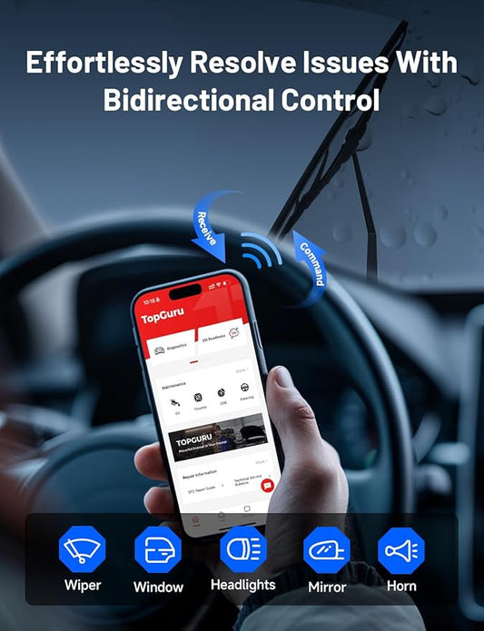 TOPDON TopScan Lite OBD2 Bluetooth Scanner, Bi-Directional All System Diagnostic Tool with AI Assistant, 8 Resets, Repair Guides, Performance Test, FCA AutoAuth & CAN-FD for iOS Android