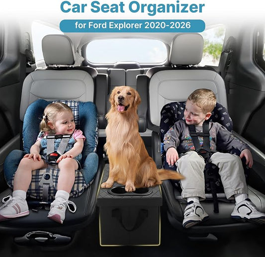 Mixsuper Liner Car Seat Organizer Ford Explorer with Cup Holders Ford Explorer Console Organizer 2020-2025 2026 Explorer Accessories Organizer for Explorer Seat Aisle Storage Box for Kids Travel