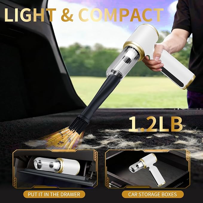 2 in 1 Handheld Car Vacuum Portable Cordless, 2 Speed Handheld Vacuum 20000PA High Power Air Blower & Pump & Air Duster, Mini Hand Held Vacuum Rechargeable for Home, Car, Office, Pet Hair