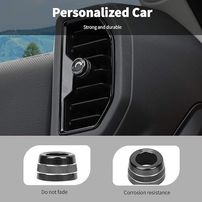 Linskip Aluminum Vent Knob Covers Compatible with Ford Bronco Sport 2021-2024, Dash Air Vent Knob Trim Kit for Bronco Sport Interior Accessories(Black)