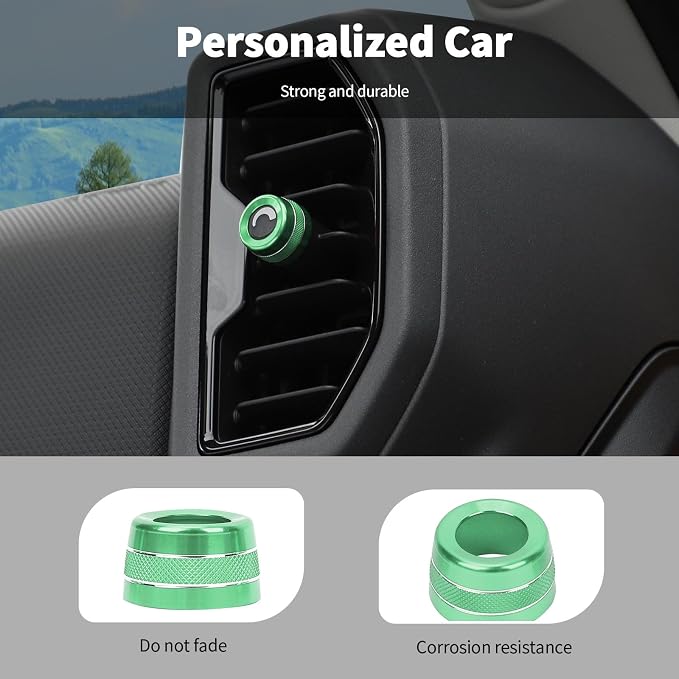 Linskip Aluminum Vent Knob Covers Compatible with Ford Bronco Sport 2021-2024, Dash Air Vent Knob Trim Kit for Bronco Sport Interior Accessories(Green)