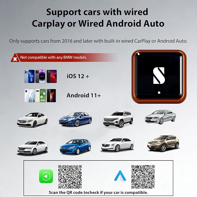 Sunweyer Wireless CarPlay Adapter & Android Car Wireless Adapter UK, for Apple CarPlay, USB Bluetooth Dongle for iPhone & Android, Plug & Play Car Play Wireless Adapter 2026 (S46)