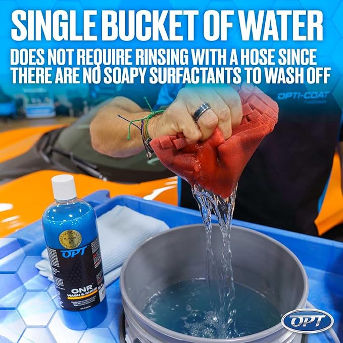 Optimum No Rinse Version 6 (32 Oz), Grit Guard Bucket Insert (Blue), and Big Red Sponge 2.0 (BRS) Car Cleaning Kit, ONR Rinseless Car Wash, Dirt Lock, and Professional Wash Sponge for Auto Detailing