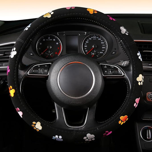 Cute Steering Wheel Covers Stitched Paws Claws,Universal fit Most Sedan SUV