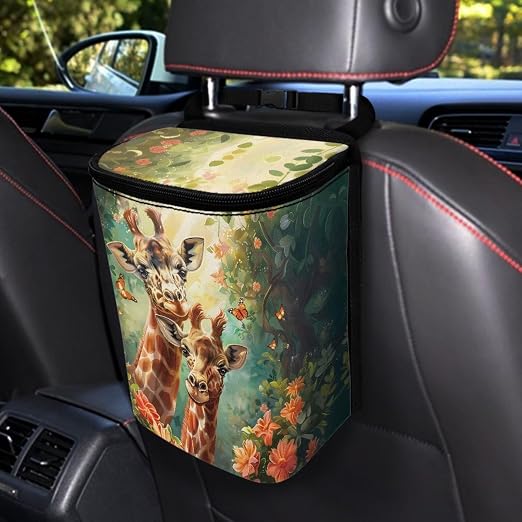 BIGCARJOB Animal Giraffe Car Trash Bag Car Trash Interior Accessories for Back Seat Headrest Car Trash Bin Hanging Trash Bag for Car Garbage Can
