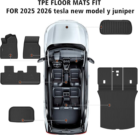 Floor Mats Cargo Liner with Backrest Mat & Front Rear Cargo Mat for 2025 2026 New Model Y Juniper,TPE Rubber Liners Full Set Automotive Mats for 2025 New Model Y Accessories