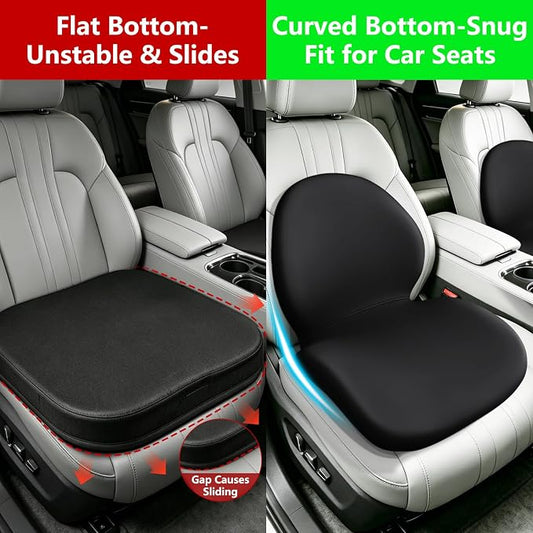 Car Seat Cushion with Lumbar Support Pillow - Memory Foam Driver Seat Cushion for Back & Sciatica Pain Relief, Washable Cover, Non-Slip Bottom for Long Driving, Office Chair & Truck (Black)