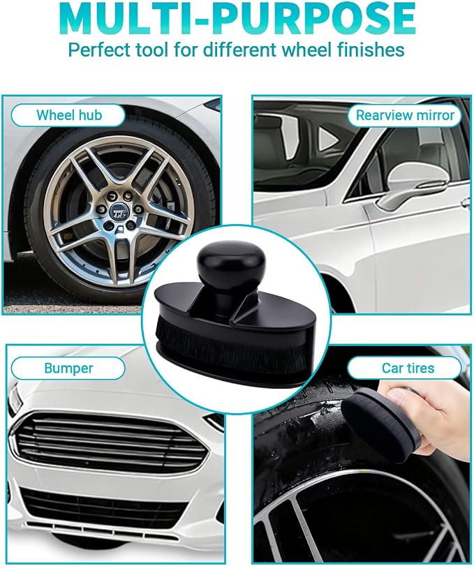 Car Tire Shine Applicator Brush, Auto Tire Detail Brushs, Portable Car Tire Brush with Seal Cover Design, High Density Soft Shine Applicator Brushs, for Auto Detailing Cleaning (1 PCS, Large Size)