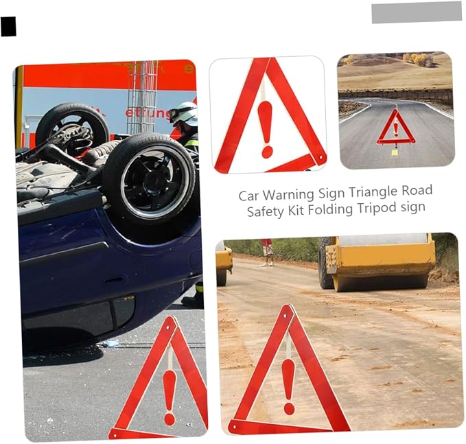 4pcs Car Warning Triangle Kit Portable Reflective Emergency Sign with Tripod for Roadside Safety and Wind Resistant for Vehicle Maintenance and Road Construction