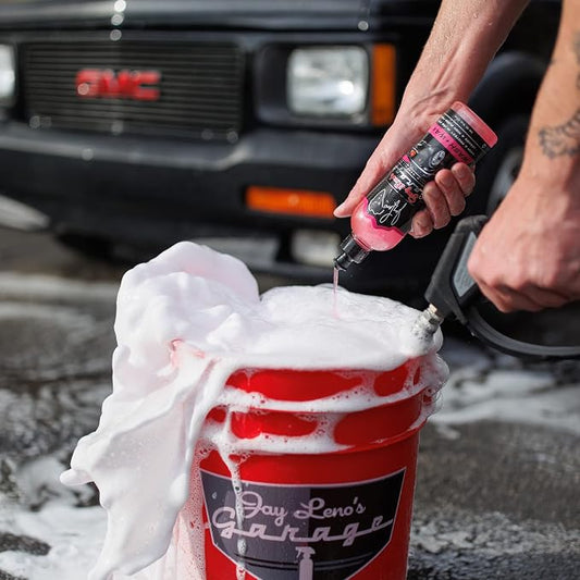 Jay Leno's Garage Car Wash Kit with Bucket – Auto Detailing Kit for Interior and Exterior, Car Cleaning Supplies Set with Wash Mitt, Tire Shine, Wheel Cleaner, Car Wax, Microfiber Towels, Car Wash Kit