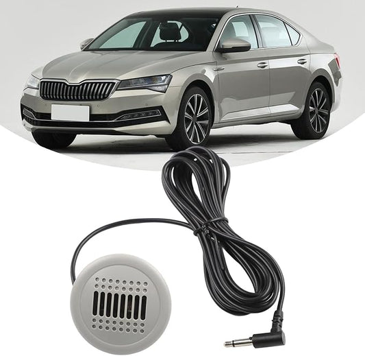 3.5mm Wired Car Audio Microphone, with 300cm Extension Cable, for Compatible for Android Navigation Radio, for BMW for Mercedes-Benz for Skoda for Multivan ABS Shell Gray