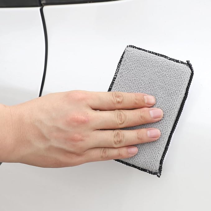 3 Pcs Car Interior Scrubbing Sponges, 5”x3” Auto Detailing Scrub Pads, Microfiber Car Wash Sponges, Interior Cleaning Sponge for Leather, Plastic, Vinyl, Upholstery