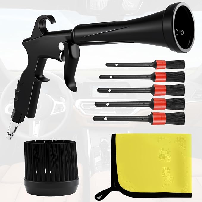 HANDY Tornado Car Cleaning Gun with Rubber Guard and Brass Adjustable Air Flow Nozzle Air Gun for Compressor Pneumatic Tool for Dust Cleaning Car Detailing | Adjustable brass nozzle Durable metal body Strong air blast power Universal quick connect Comp...