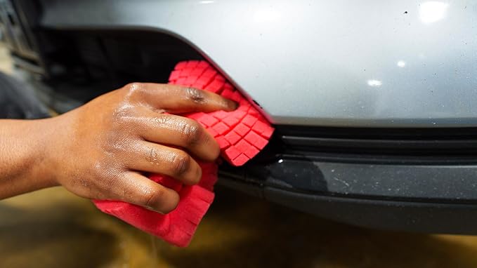 Optimum Big Red Sponge 2.0 Better Grip and Access Tight Spaces - Safe for All Paint Types, Use for Rinseless Car Wash and Car Wash Soap, Made in USA