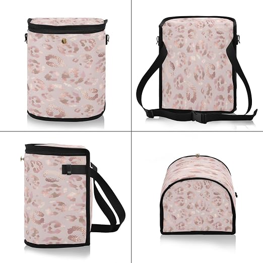 senya Car Trash Can Car Garbage Can Car Waste Basket,Leopard Print Cheetah Rose Gold Leak-Proof Car Trash Bin, Car Trash Hanging Car Accessories Interior Car Organizer Bag